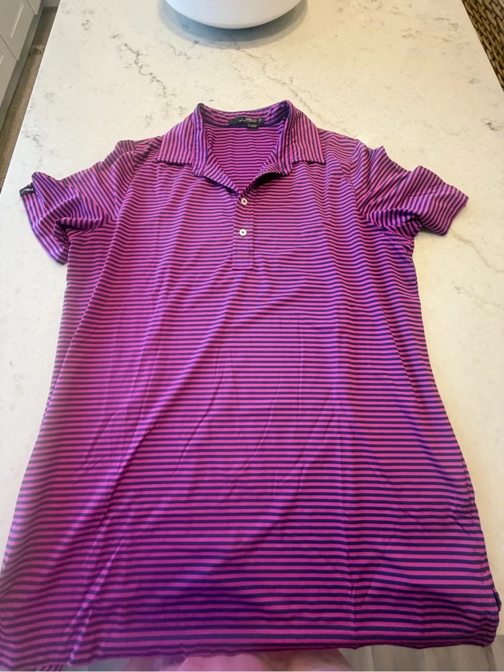 RALPH LAUREN XMen's Pink & Purple Striped Polo Shirt! L